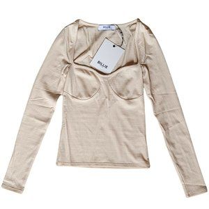 XS Long Sleeve Irina Top Billie the Label, Lightweight Ribbed Tencel, Stretch